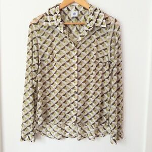 Y2K Cabi Geometric Sheer Womens‎ Top S Retro Stretchy Layer Indie Sleaze Funky